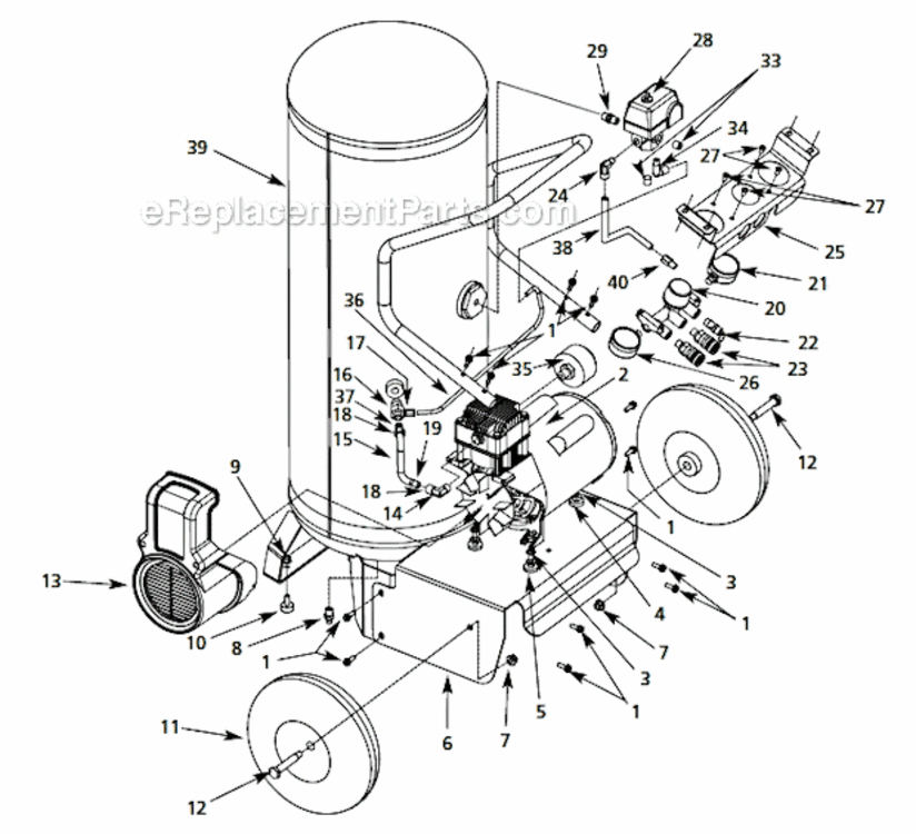 Page A Diagram and Parts List for WL802700  Campbell Hausfeld Compressor